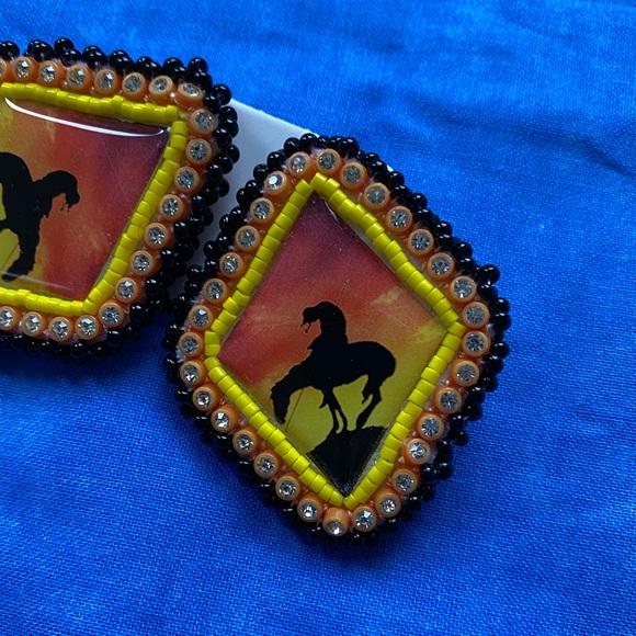 Handmade Hand Beaded Earrings - Picture 2 of 5